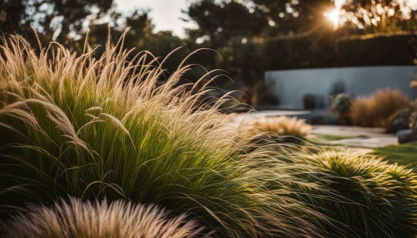 A photo of Dwarf Fountain Grass in an Australian backyard garden.