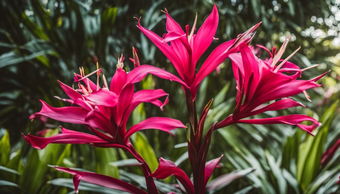 A vibrant Gymea Lily blooms in a beautifully maintained garden.