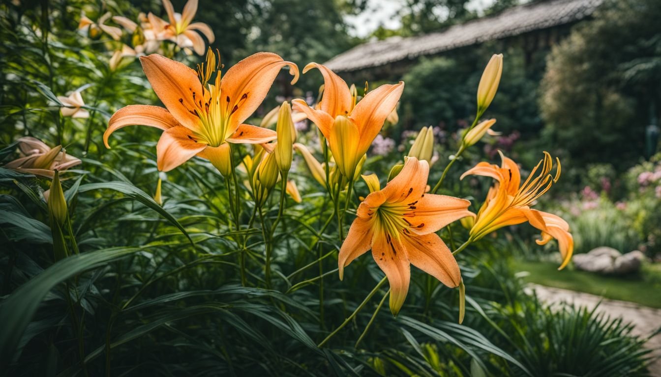 Lilium Sargentiae flowers blooming in a vibrant garden scene.