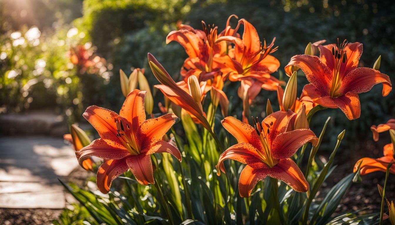 A photo of vibrant Knight Rider Lilies in a well-drained garden.