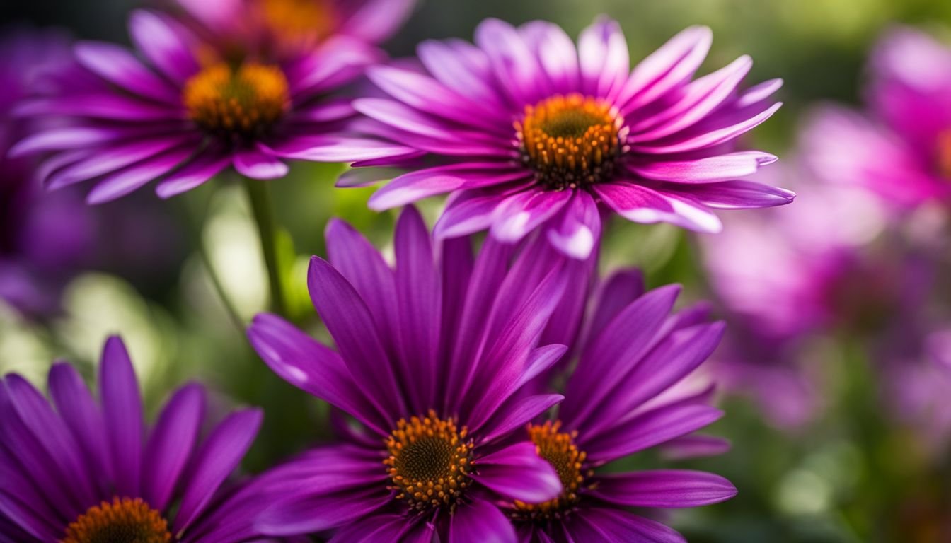 A vibrant garden showcasing a variety of African Daisy Purple Sun.