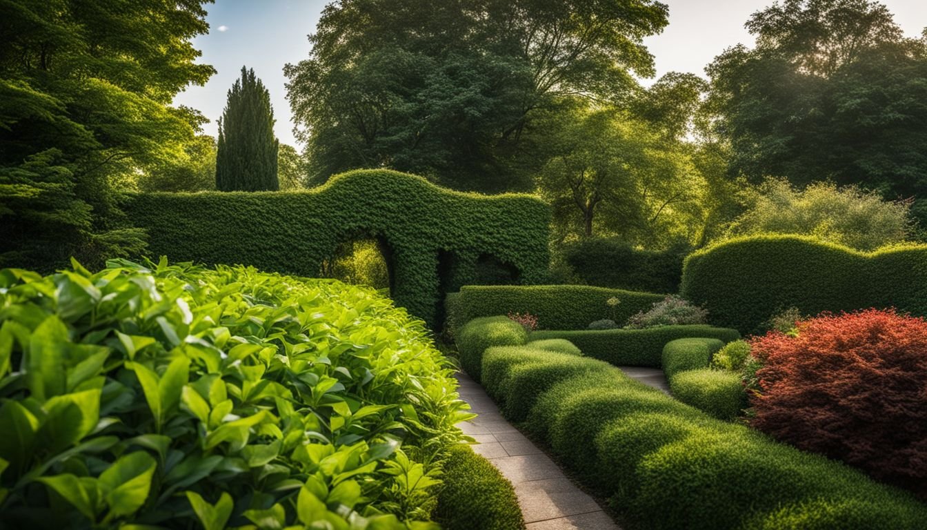 A diverse group of people with various hairstyles and outfits in a well-kept garden.