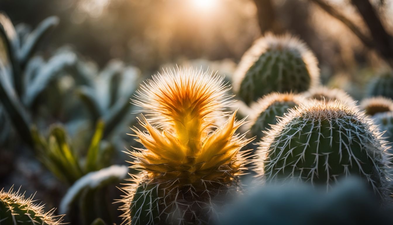 A Golden Monkey Tail Cactus basking in the sunlight in a garden.