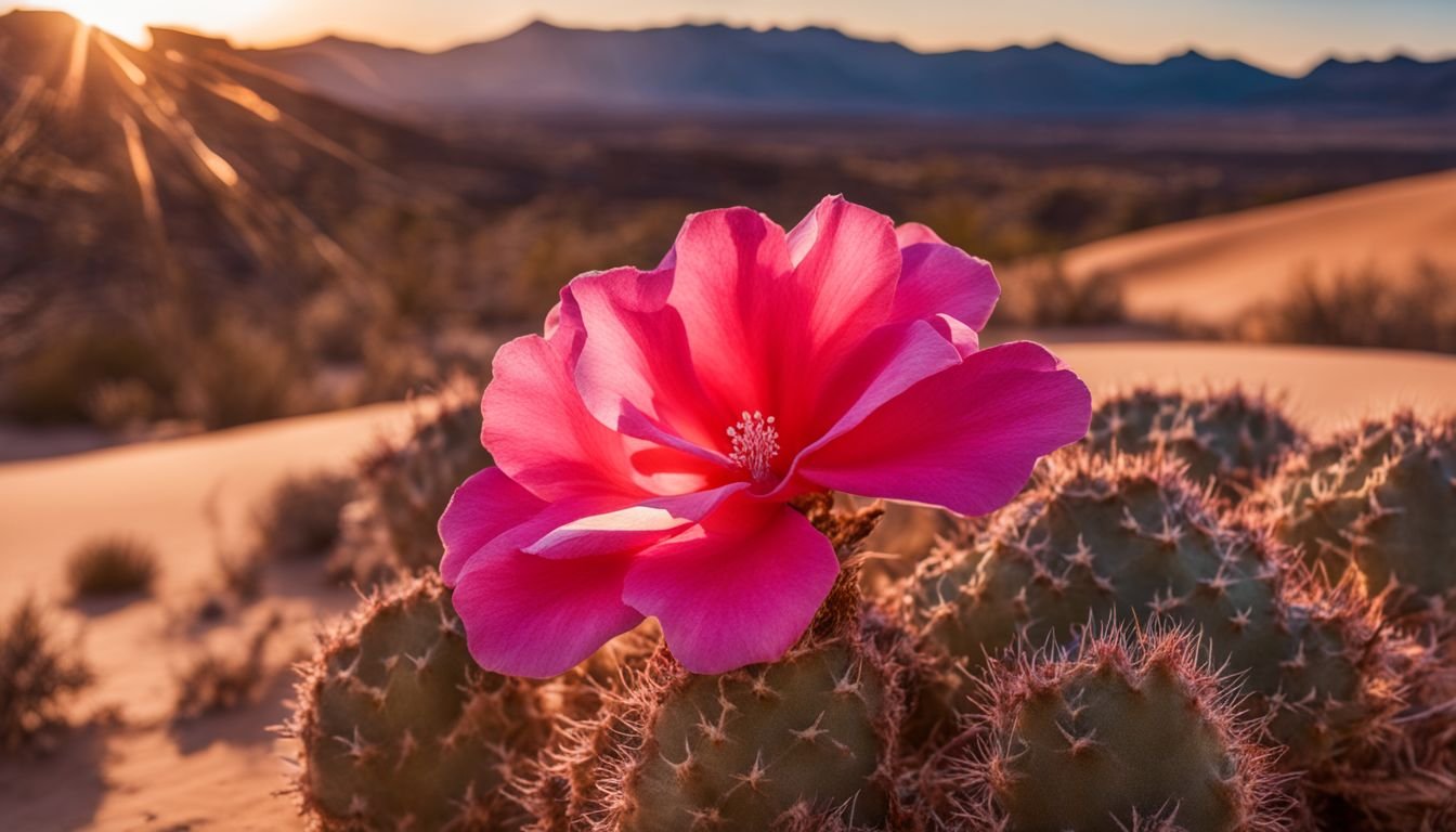 A Desert Rose plant stands in dry desert terrain, surrounded by nature.