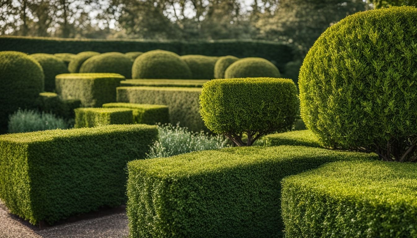 A well-groomed Buxus Microphylla hedge in a tidy garden.