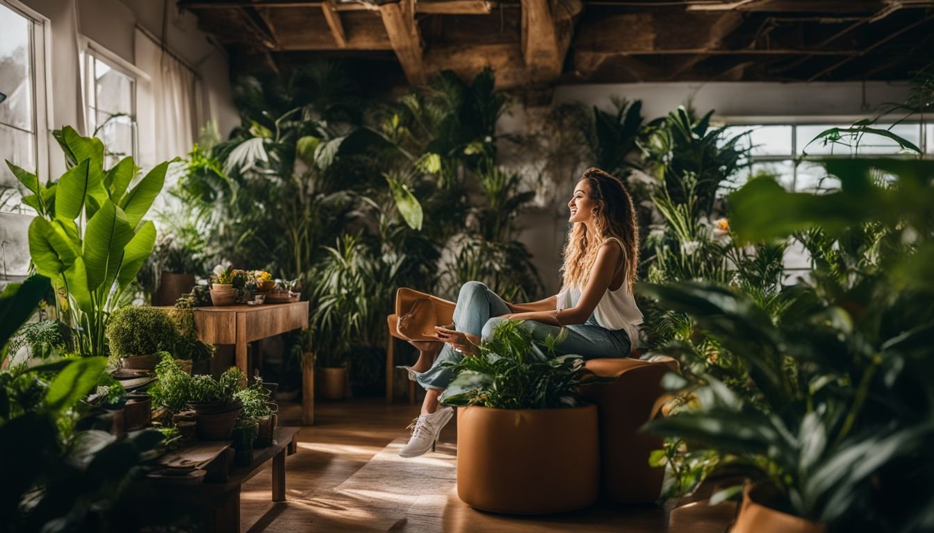 A vibrant indoor scene featuring a flourishing Happy Plant as the focal point.