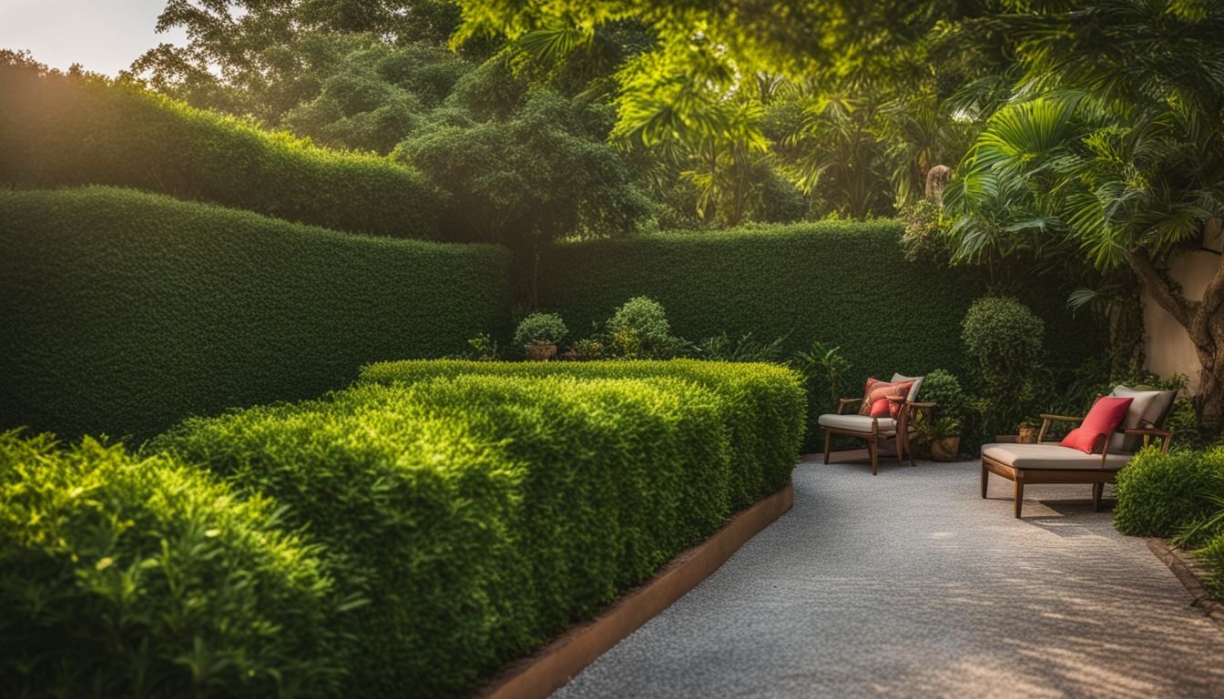 A vibrant Murraya hedge in a lush garden captured in high-quality photography.