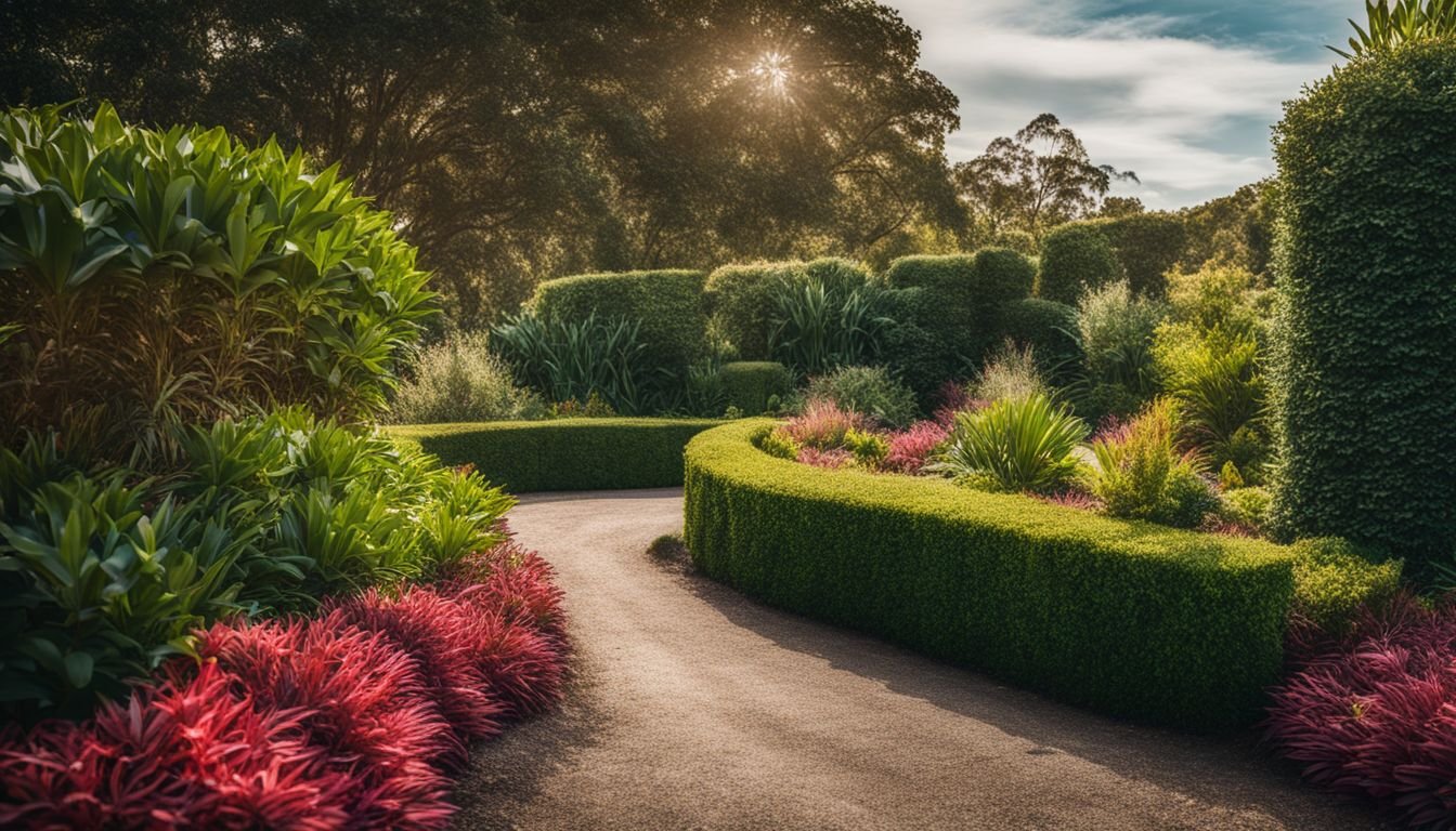 A diverse group of people in various outfits posing in a garden.