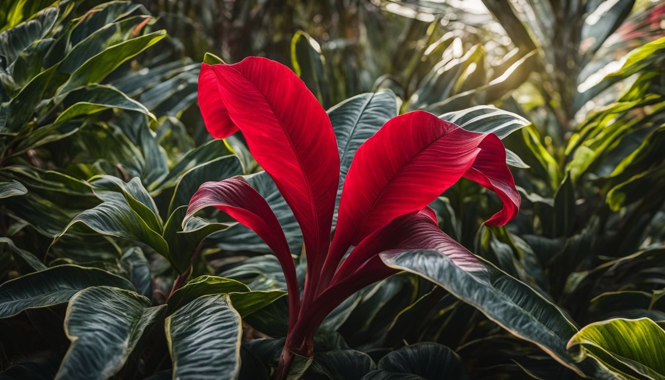 A stunning Alcantarea Imperialis Rubra plant in an Australian garden.