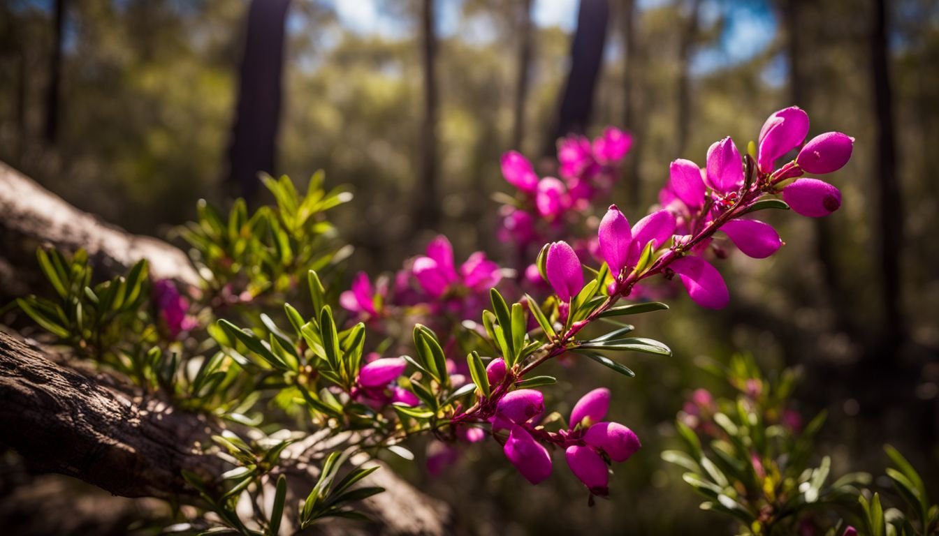 A flourishing Boronia plant in a natural bushland setting.