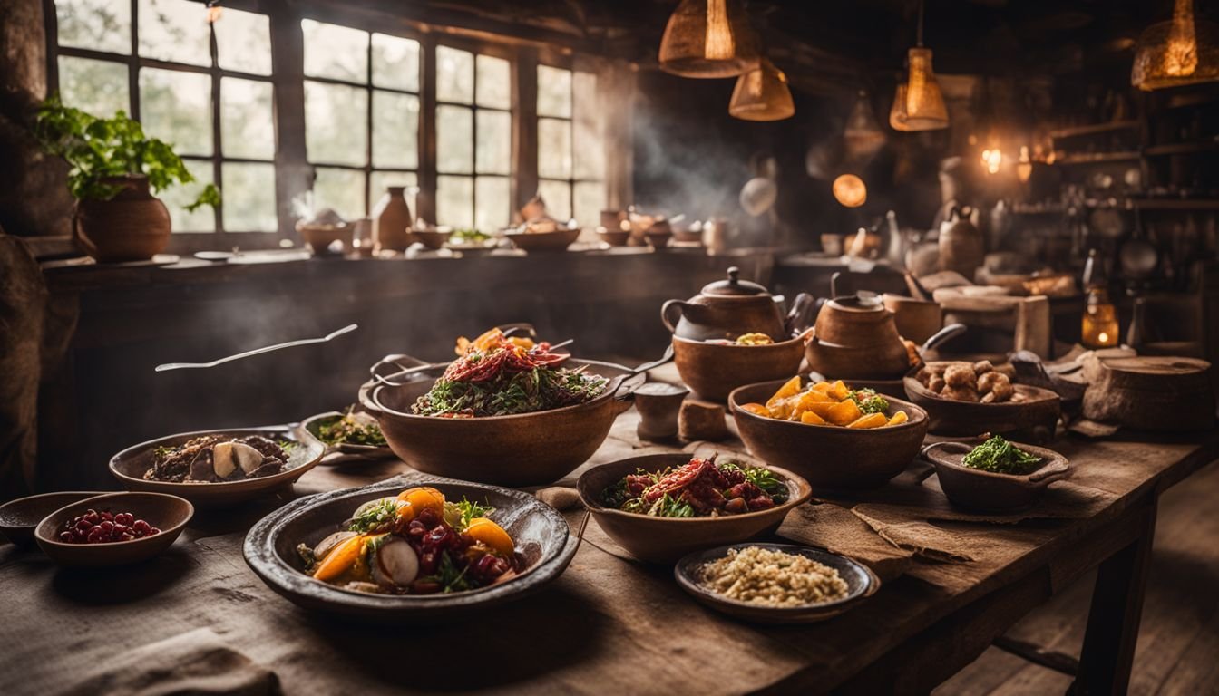 A rustic kitchen with a variety of choko dishes on the table.