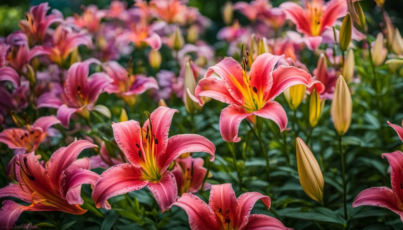 A photo of vibrant Lilium Hollandicum blooms in a well-drained garden.