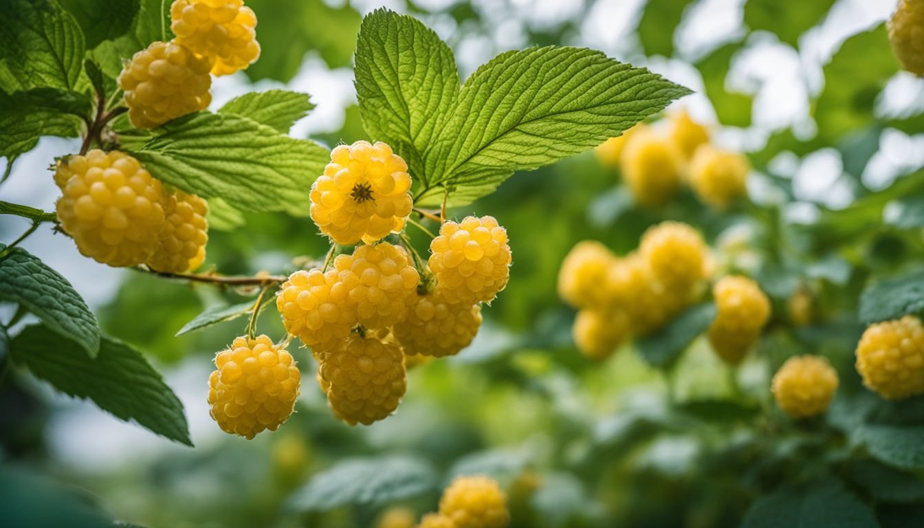 Vibrant raspberry bushes in a thriving garden captured in high-quality photos.