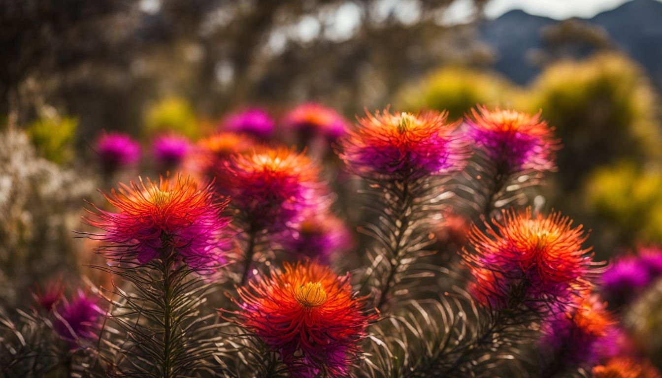 Close-up of vibrant Emu Bush flowers in a natural garden.