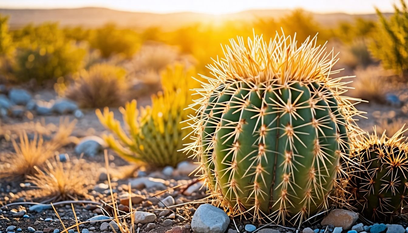 A thriving Golden Barrel Cactus in harsh Australian conditions with minimal water.