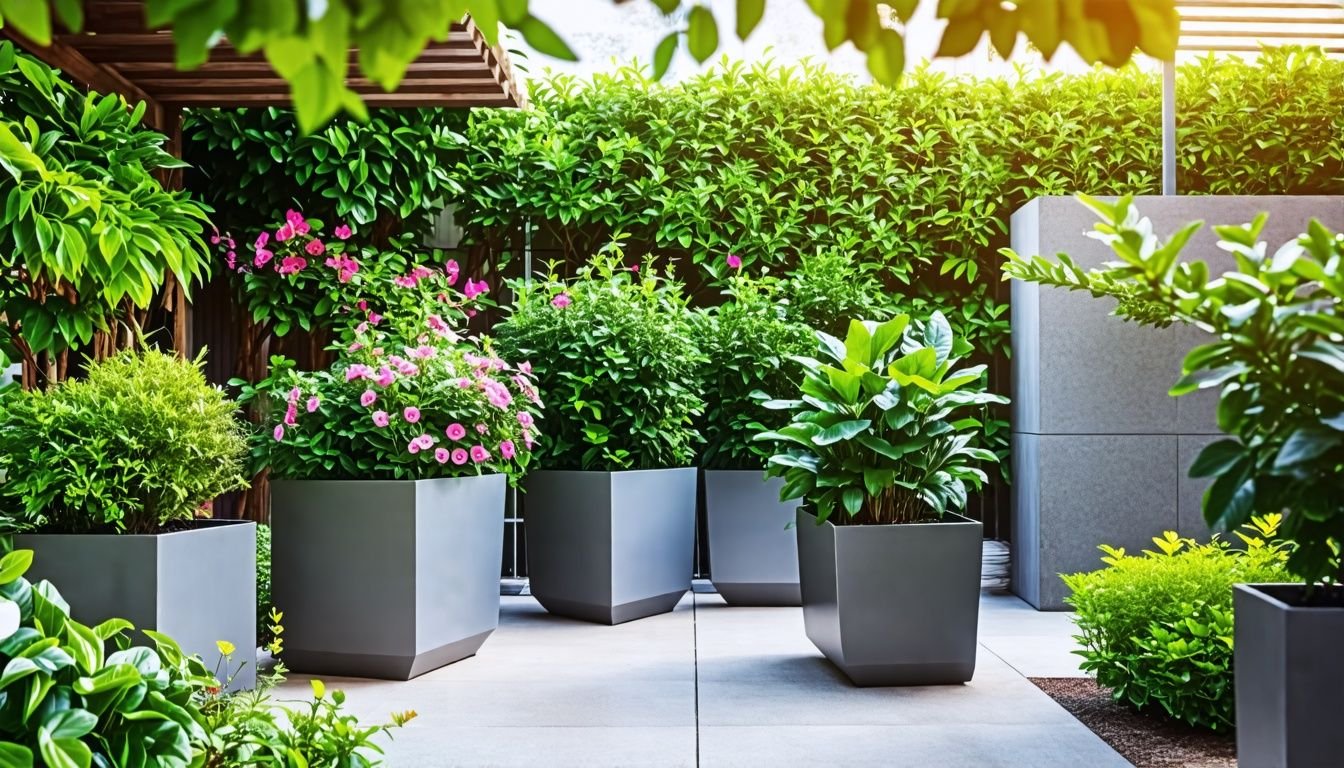 Aluminium planters showcased in a garden setting on Facebook.