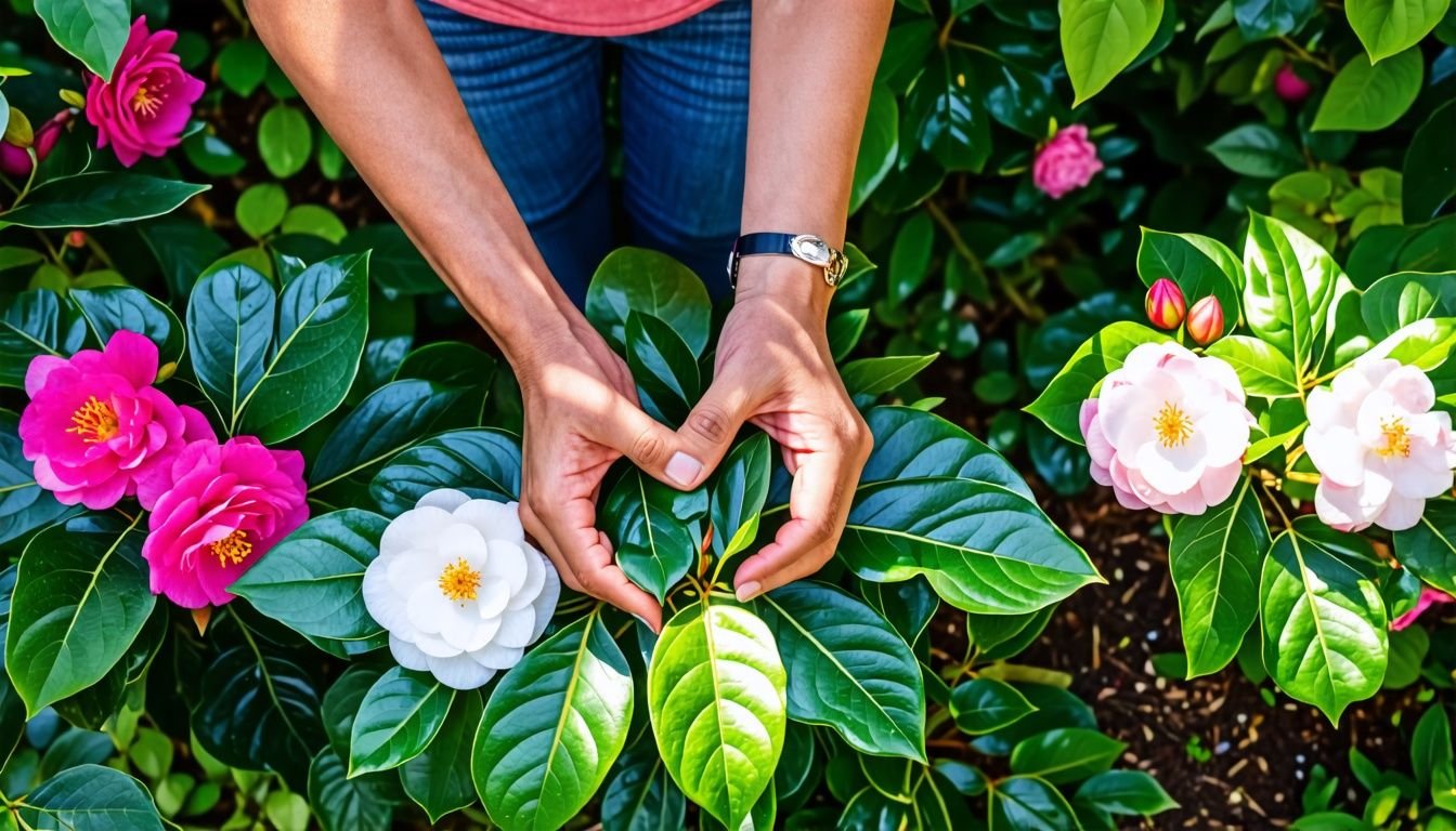 Comparing different camellia varieties in garden to choose the right one.