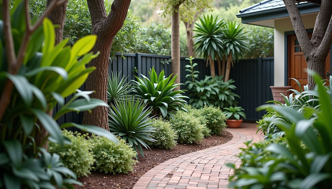 An artificial plant garden with native Australian species arranged for natural look.