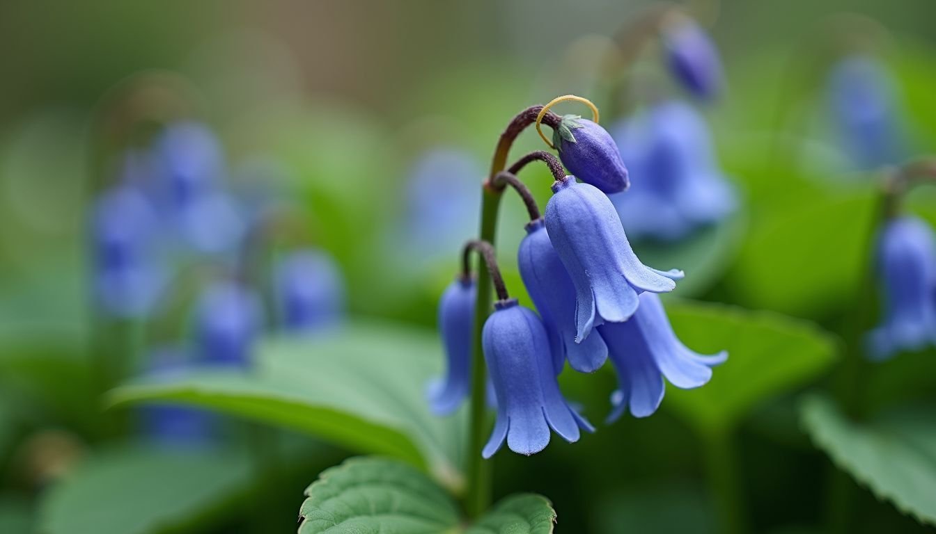 A close-up photo of a Bluebell Creeper in a small garden.