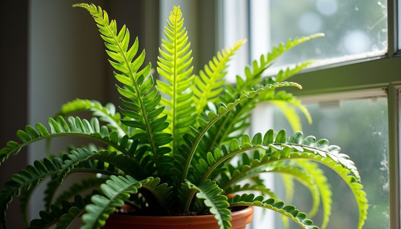 A 1-meter Baker Fern Vine hanging gracefully, displaying lush green fronds.