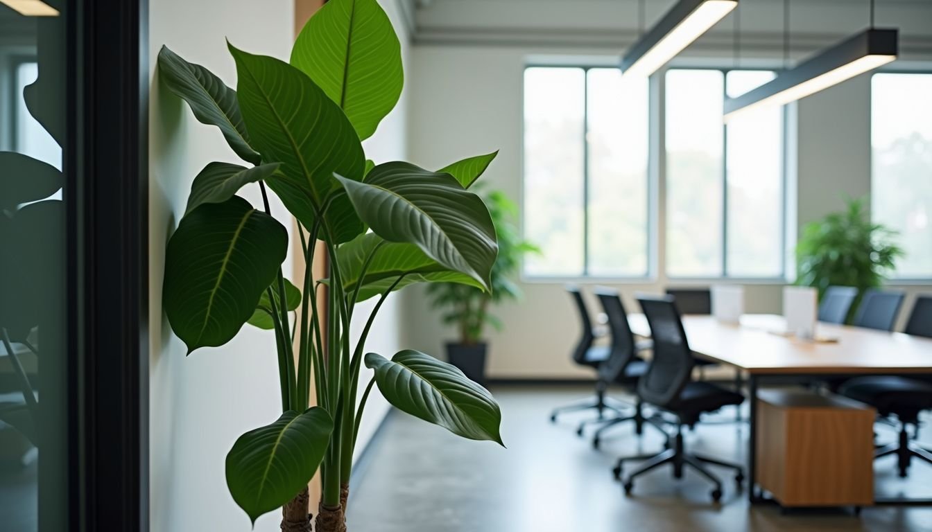 A 2-meter Fiddle Leaf Tree adds freshness to a spacious office.